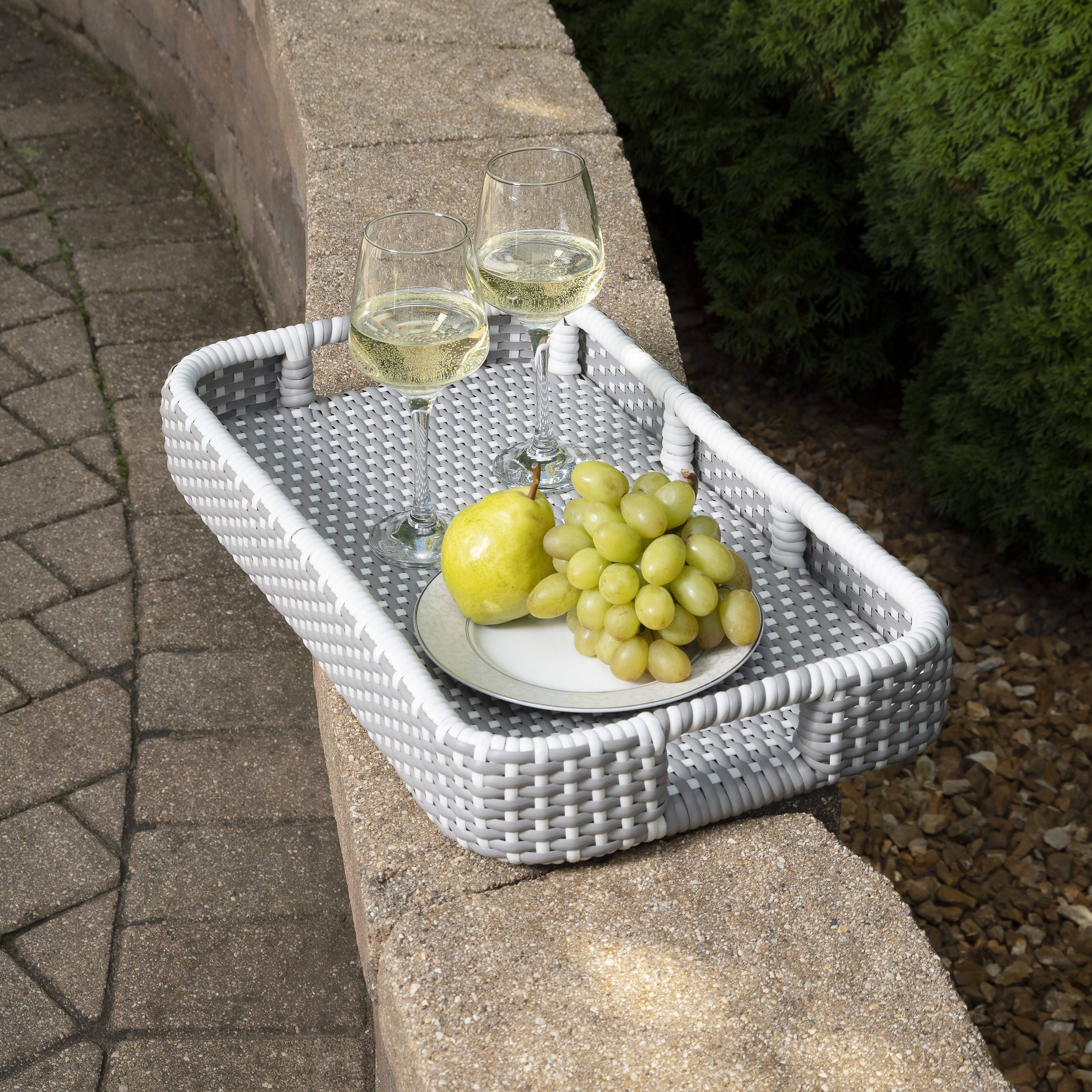 Grey & White Rattan Bar Cart Z8547