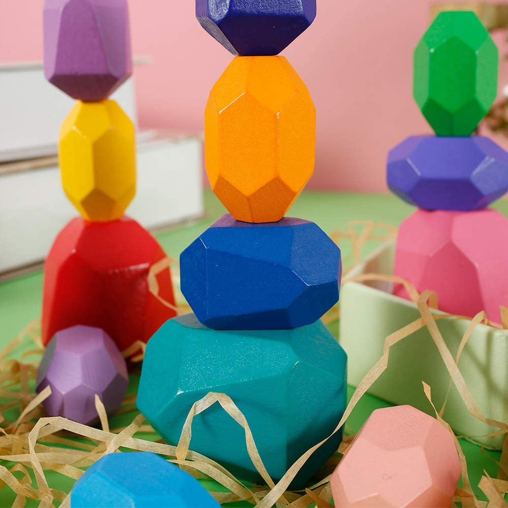 20PCS Wooden Balancing Stacking Stones Building Blocks Set E84363