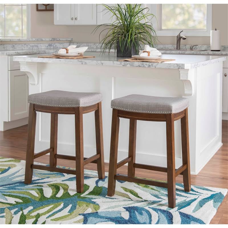Rustic Brown Wood Counter Stool S63028