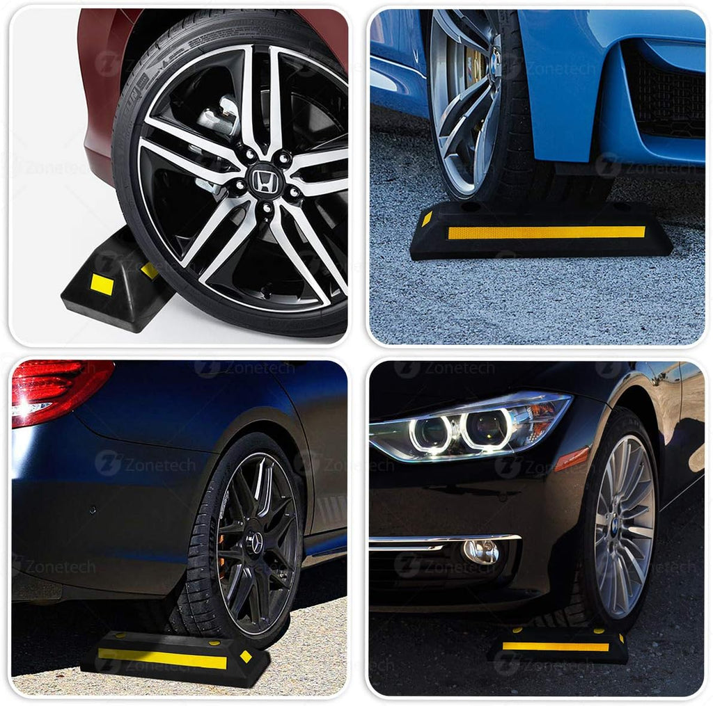 Heavy Duty Rubber Parking Guide 2 Pcs with Reflective Yellow Tape P897666