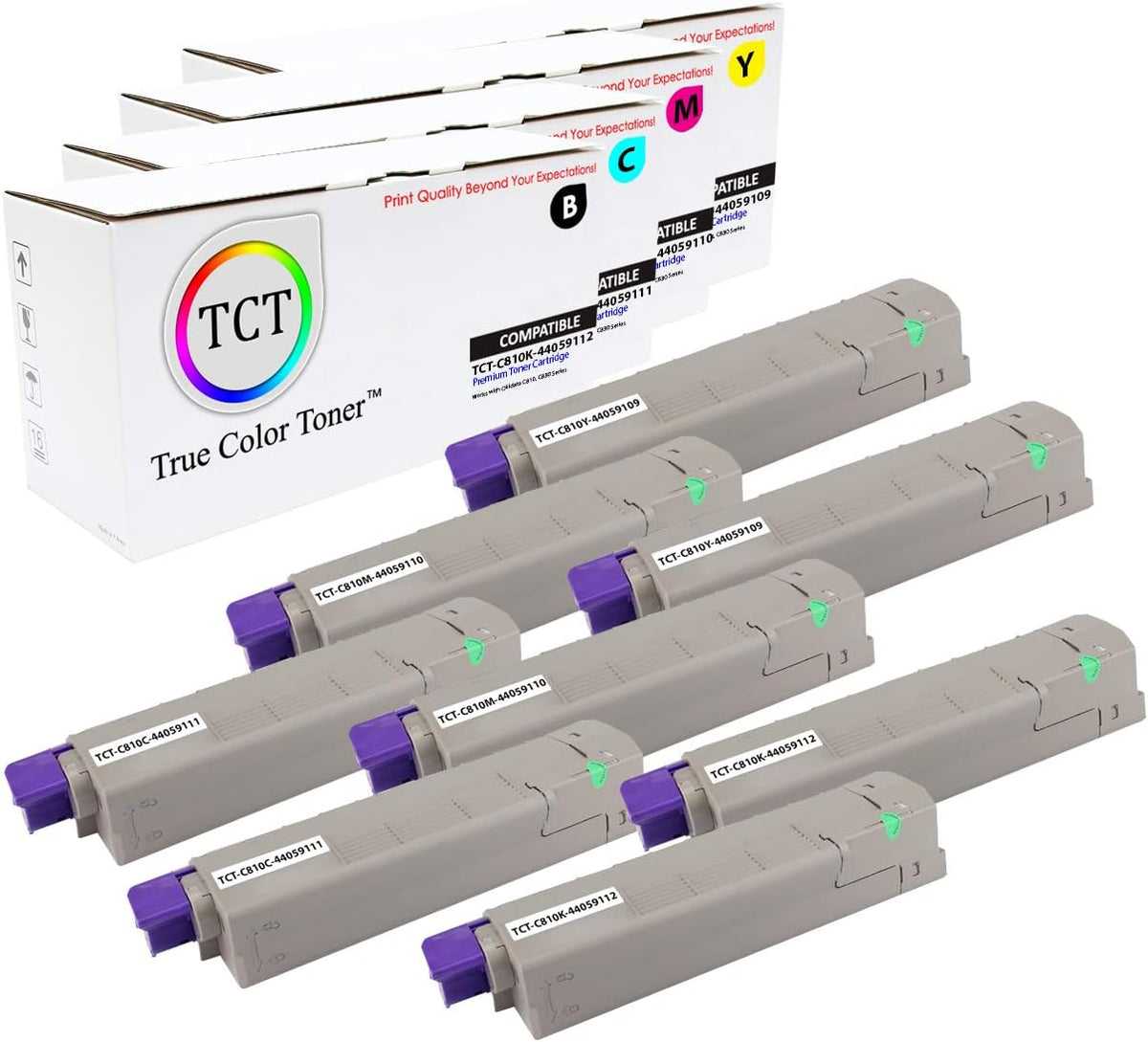 Black Cyan Magenta Yellow Toner Cartridge 8 Pack O7073
