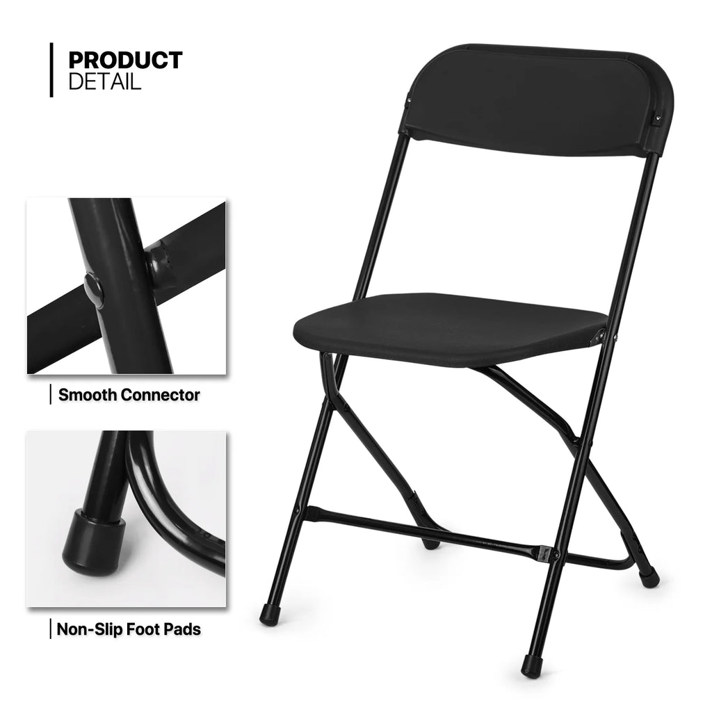 11 Pieces 8 Ft Heavy Duty Folding Utility Table and Chair Set with Handle, White/Black D683216