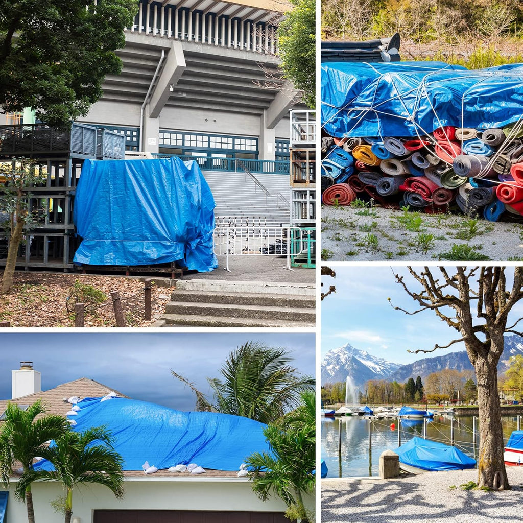 Blue 20x30 Heavy Duty Waterproof Tarpaulin with Metal Grommets W8421