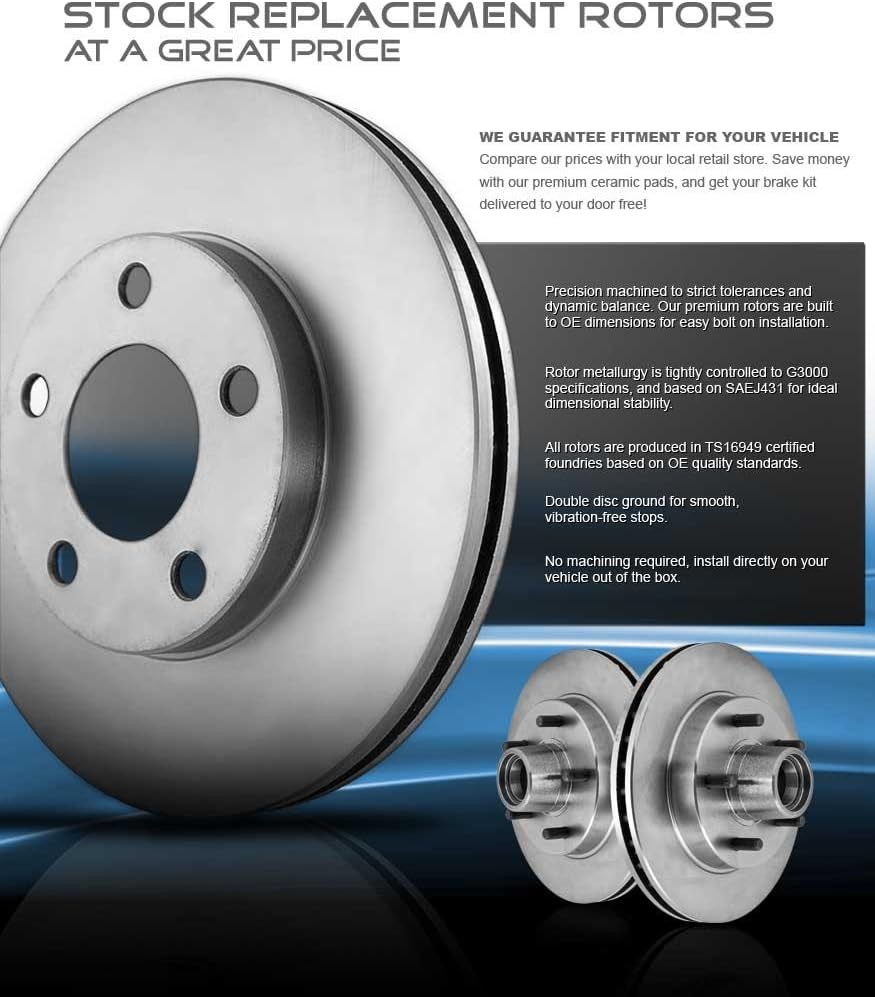 FRONT 300mm 5 Lug Brake Disc Rotors + Brake Pads + Clips M6614