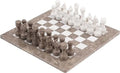 Marble Chess Set 15 Inches Grey Oceanic and White Handmade Chess Sets H615