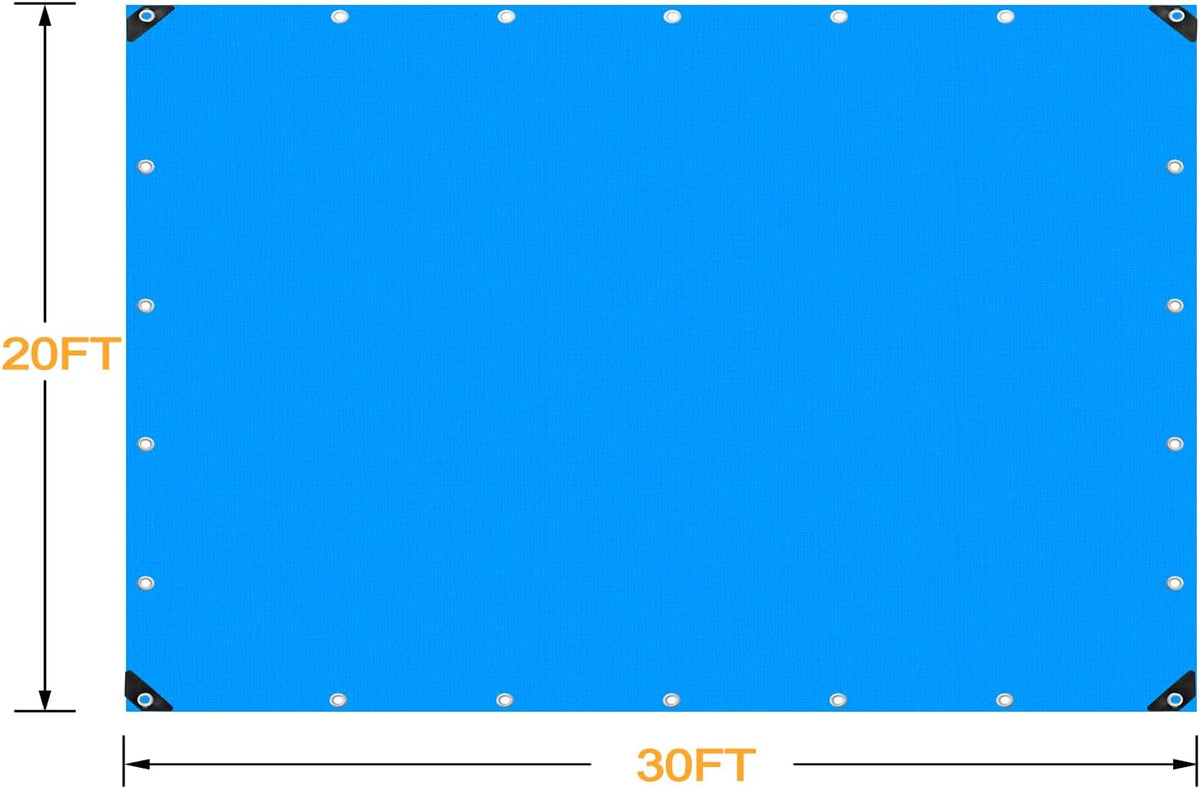 Blue 20x30 Heavy Duty Waterproof Tarpaulin with Metal Grommets W8421