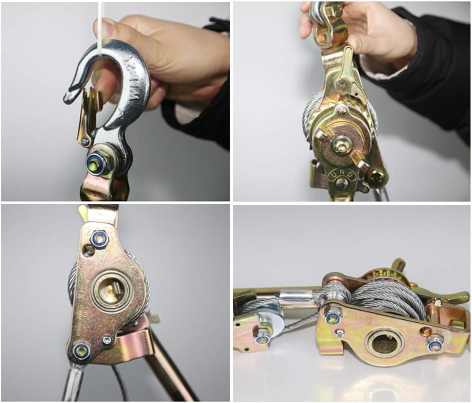 4400LB Heavy Duty Cable Hoist Puller with 2 Hooks, Pack of 2 F567602