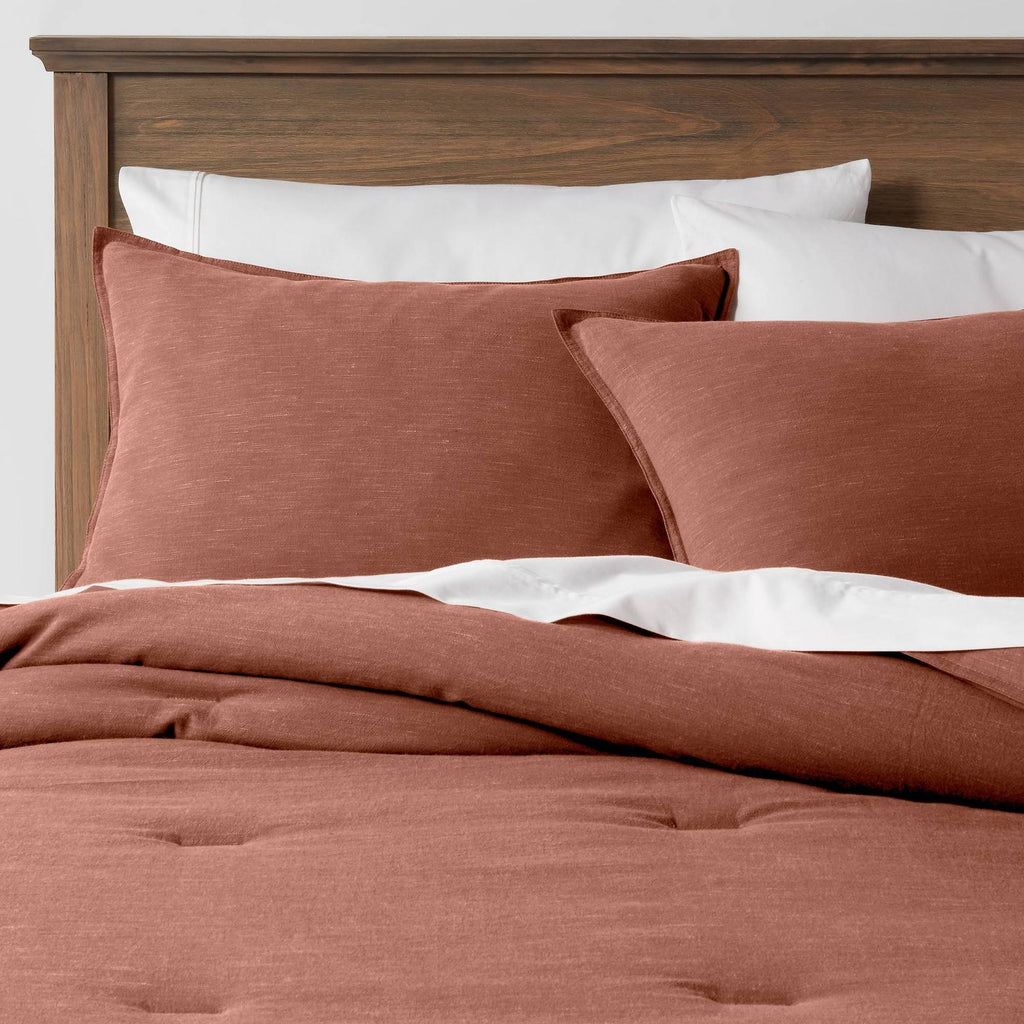 Rust Cotton Linen Comforter and Sham Set G692