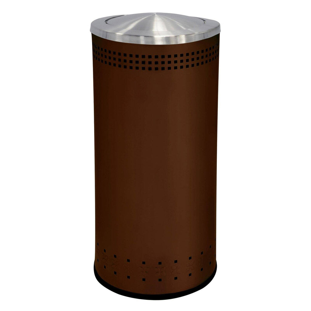 Brown Steel 25 Gallon Receptacle with Swivel Lid X189827