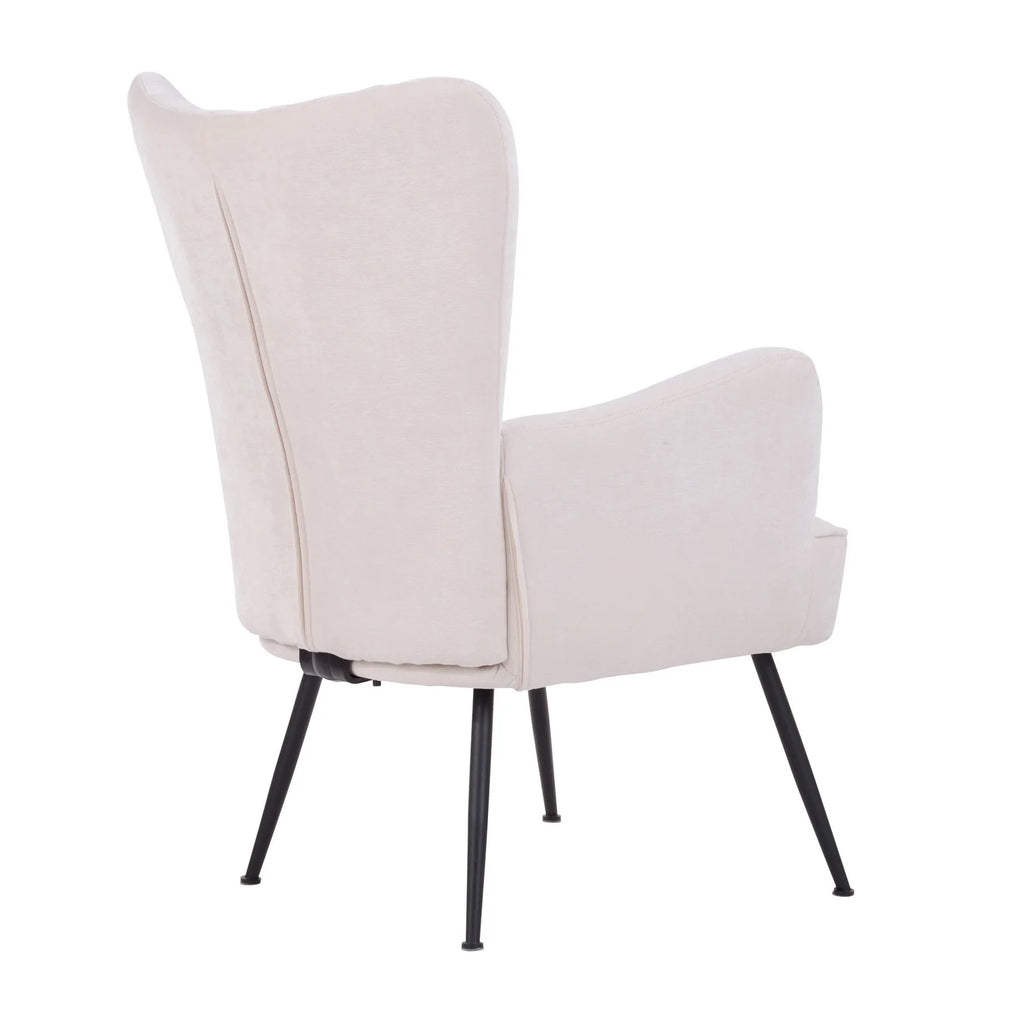 White Upholstered Fabric Accent Chair with Wooden Legs H661