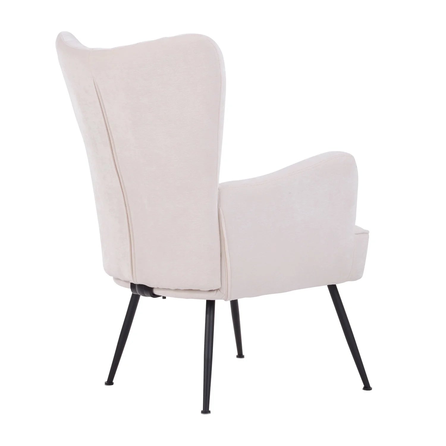 White Upholstered Fabric Accent Chair with Wooden Legs H661