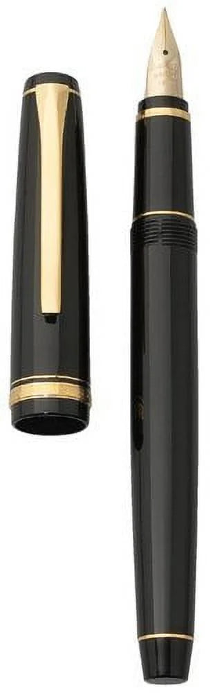Black Fountain Pen with Gold Accents, Soft Broad Nib I995