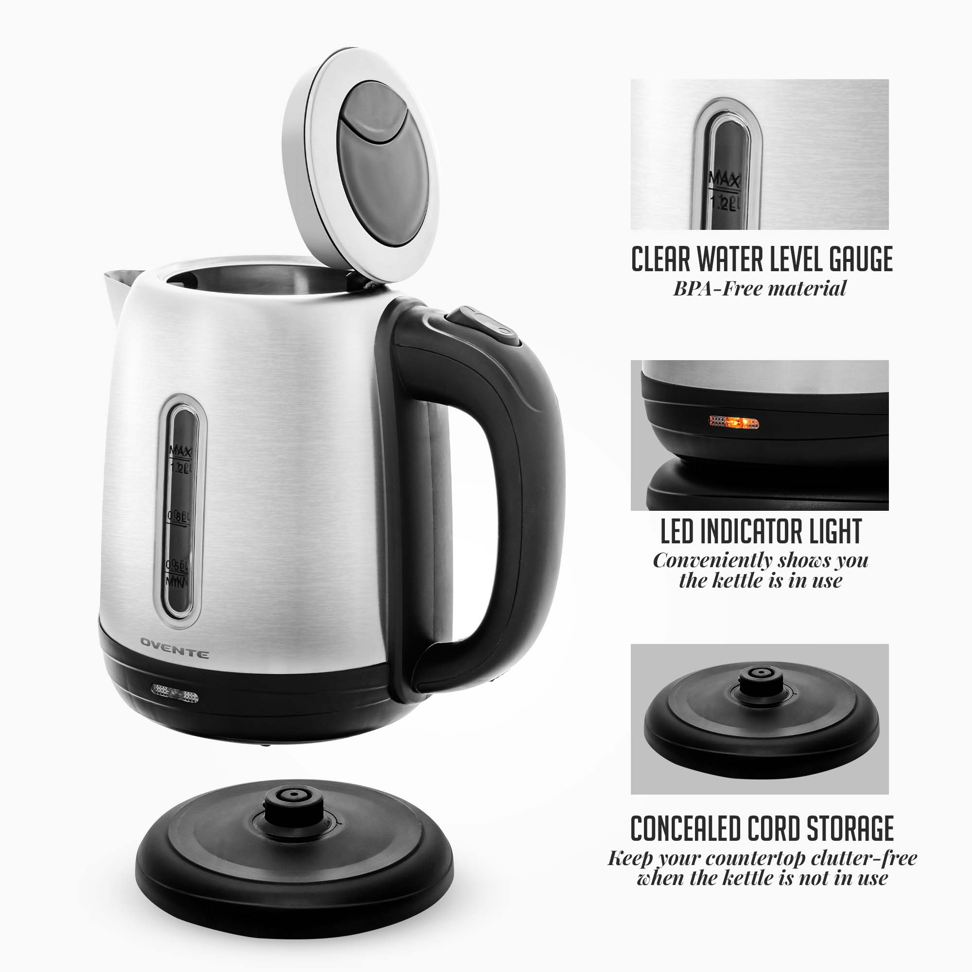 Stainless Steel Electric Kettle 1.2 Liter with Auto Shut-Off J638951