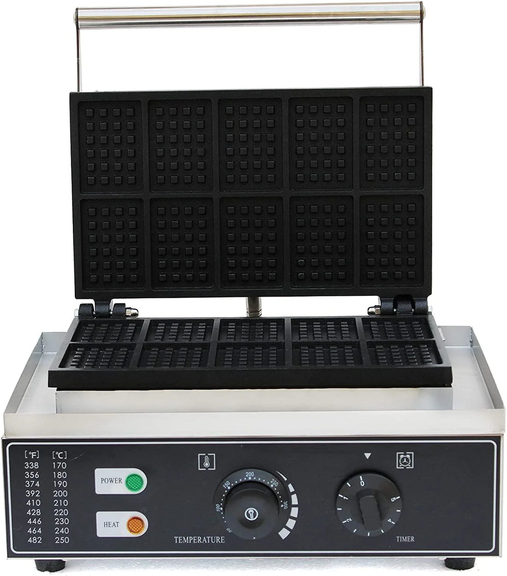 110V Commercial Stainless Steel Nonstick 10PCS Waffle Maker B80915