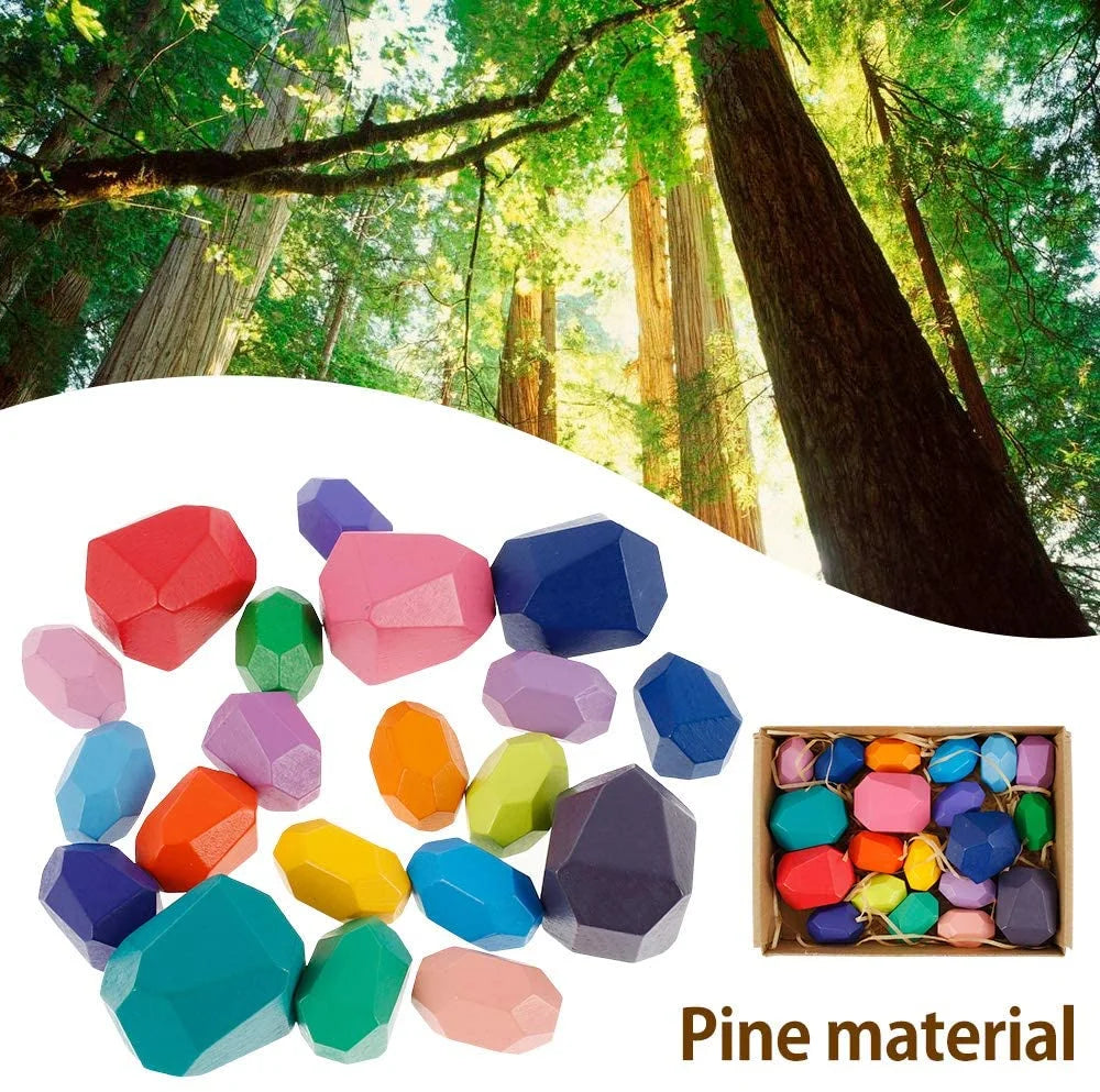20PCS Wooden Balancing Stacking Stones Building Blocks Set E84363