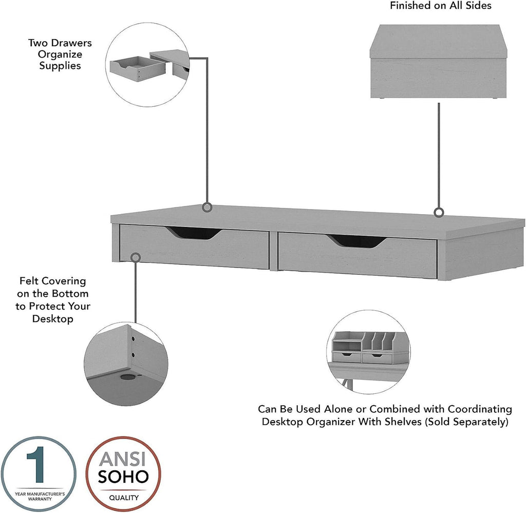 Desktop Organizer with Drawers, Cape Cod Gray G544
