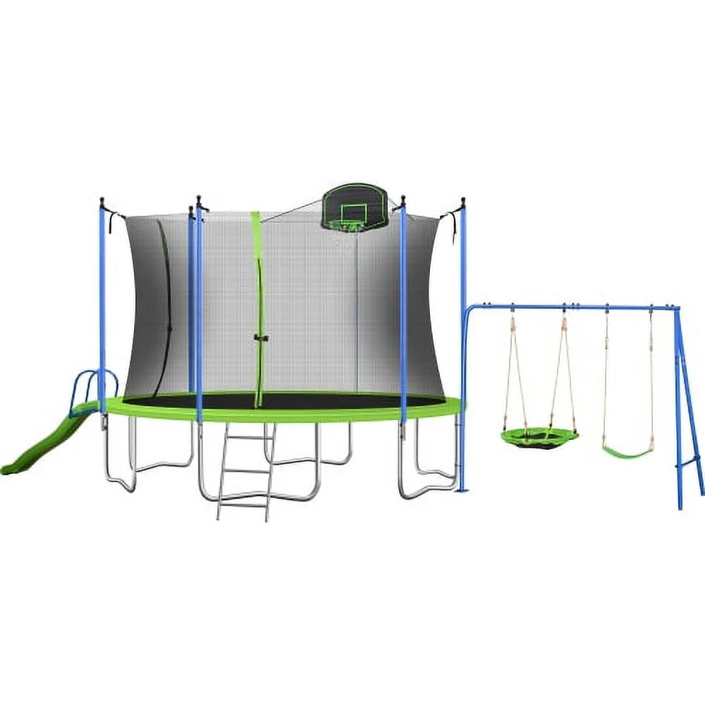 12FT Trampoline with Swing and Slide R801576