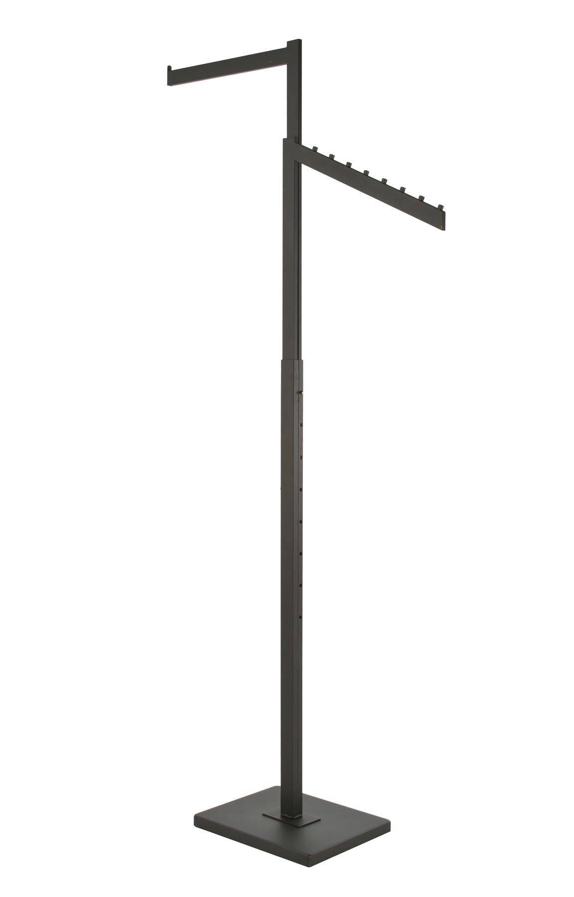 2-Way Rectangular Tubing with 1 Straight & 1 Slant Arm, Black - Matte C367