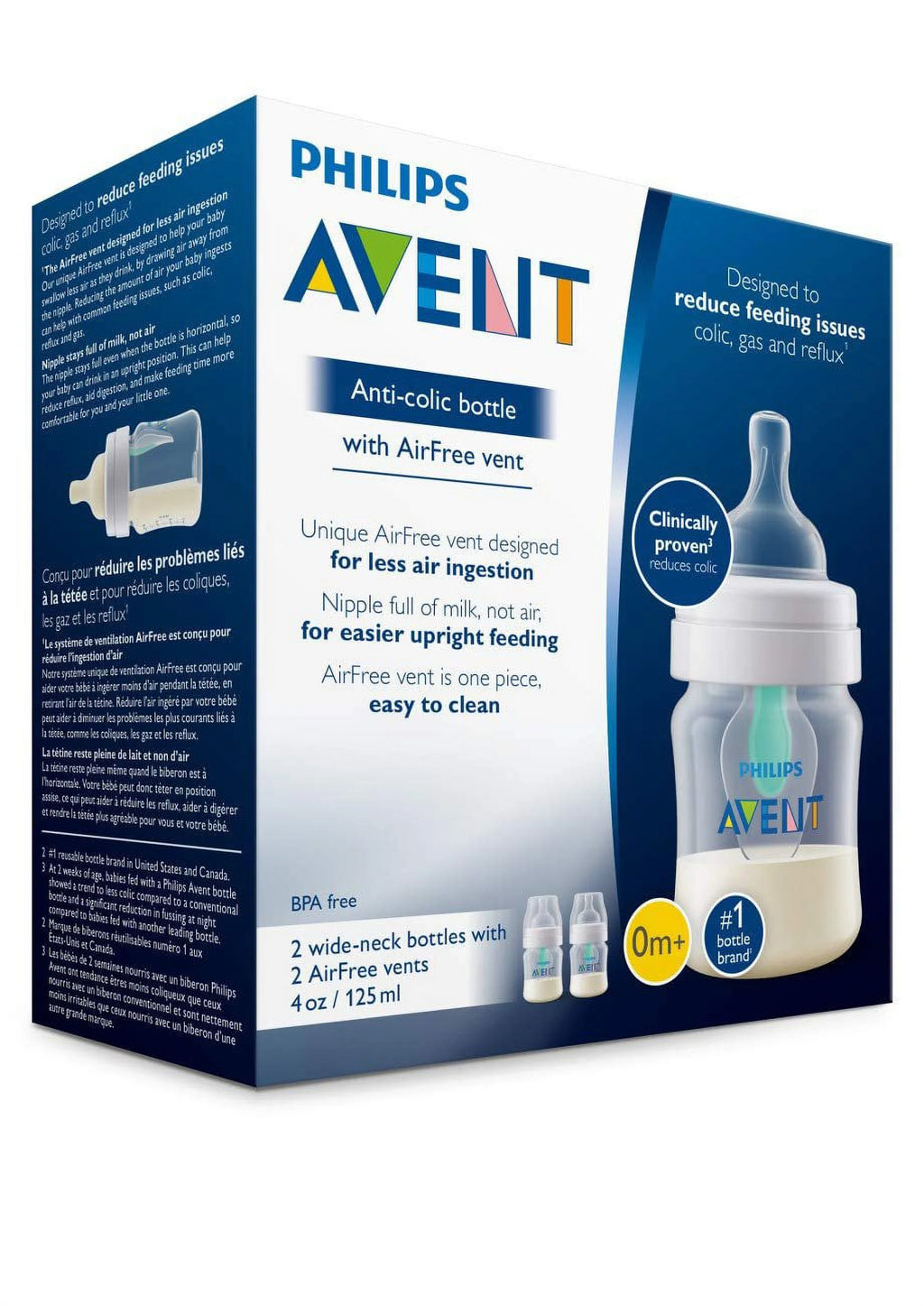Anti-Colic Baby Bottle with AirFree Vent 4oz, 2pk D41192