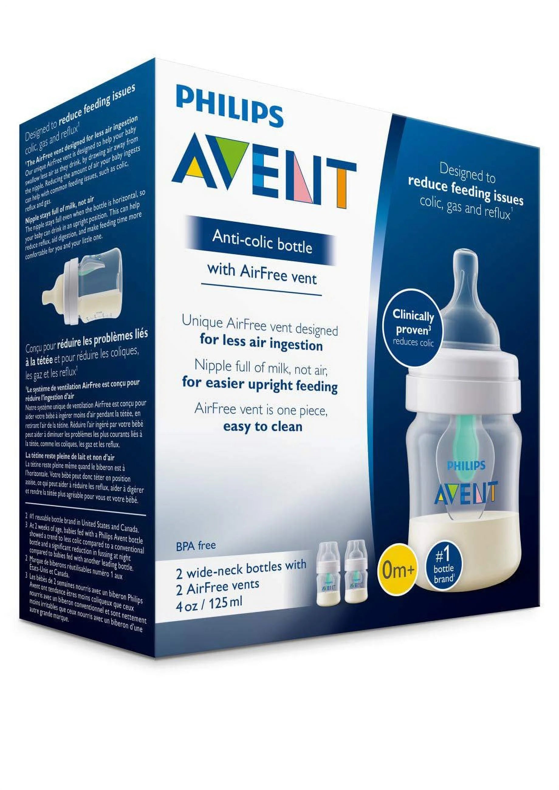 Anti-Colic Baby Bottle with AirFree Vent 4oz, 2pk D41192