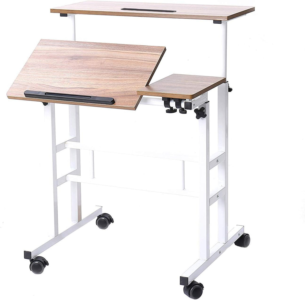 Mobile Height-Adjustable Sit-Stand Desk Riser with Maple N208