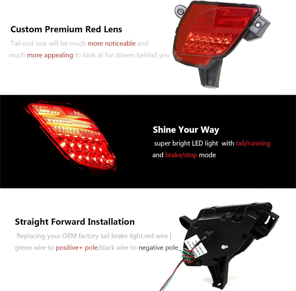 Red Rear Bumper LED Reflector Fog Brake Stop Lights Z72335