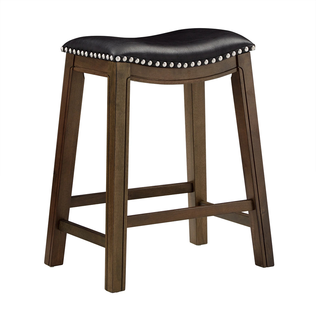 Black Faux Leather Backless Counter Height Stool N837167