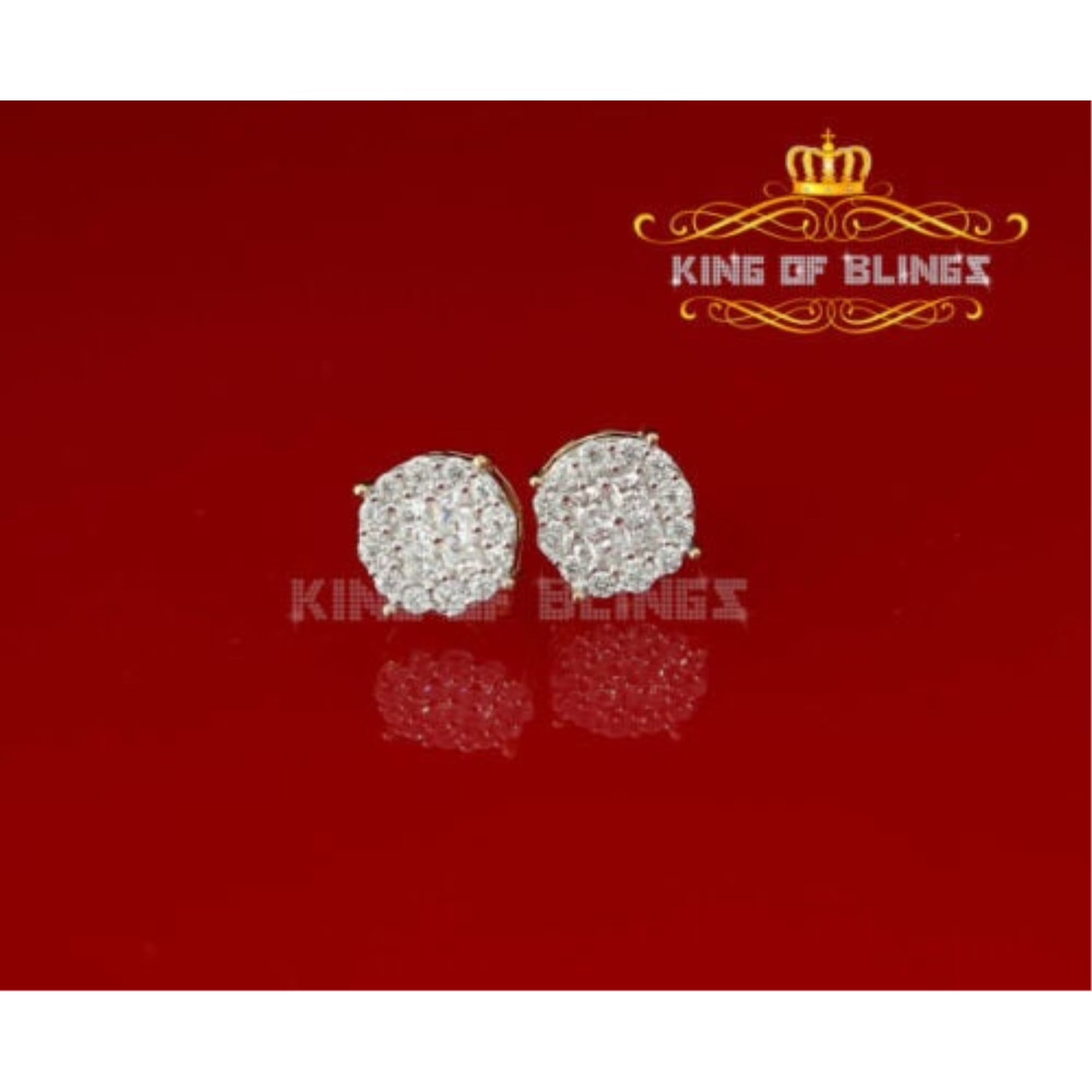 10k Yellow Gold Finish Silver Stud Earrings With Lab Created Diamond H3461