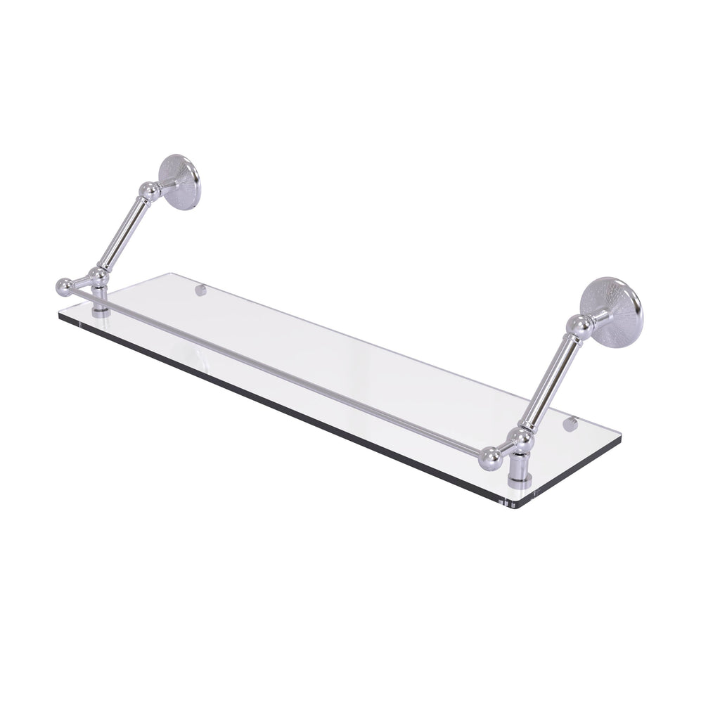 Satin Chrome Floating Glass Shelf with Gallery Rail - 30 inch N786095