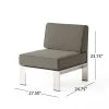 Silver and Khaki Outdoor Aluminum 11 Seater Sectional Sofa Set with Ottoman J192