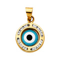 14K Tri Color Gold Cubic Zirconia Evil Eye Pendant 11 x 11 MM 0.6 grams B33912