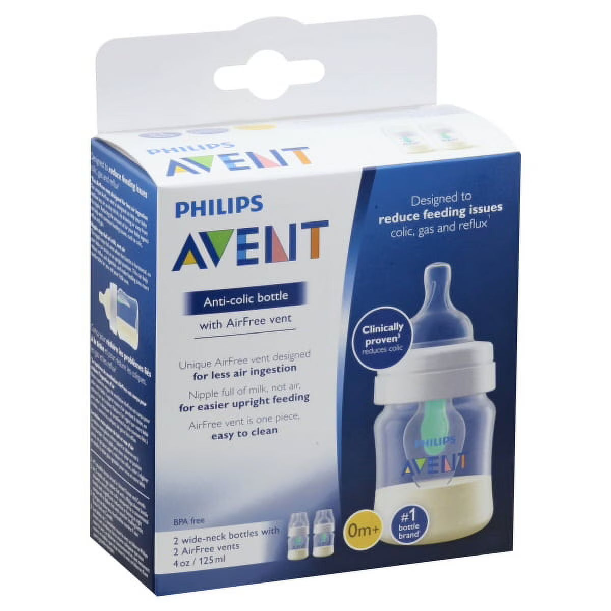 Anti-Colic Baby Bottle with AirFree Vent 4oz, 2pk D41192