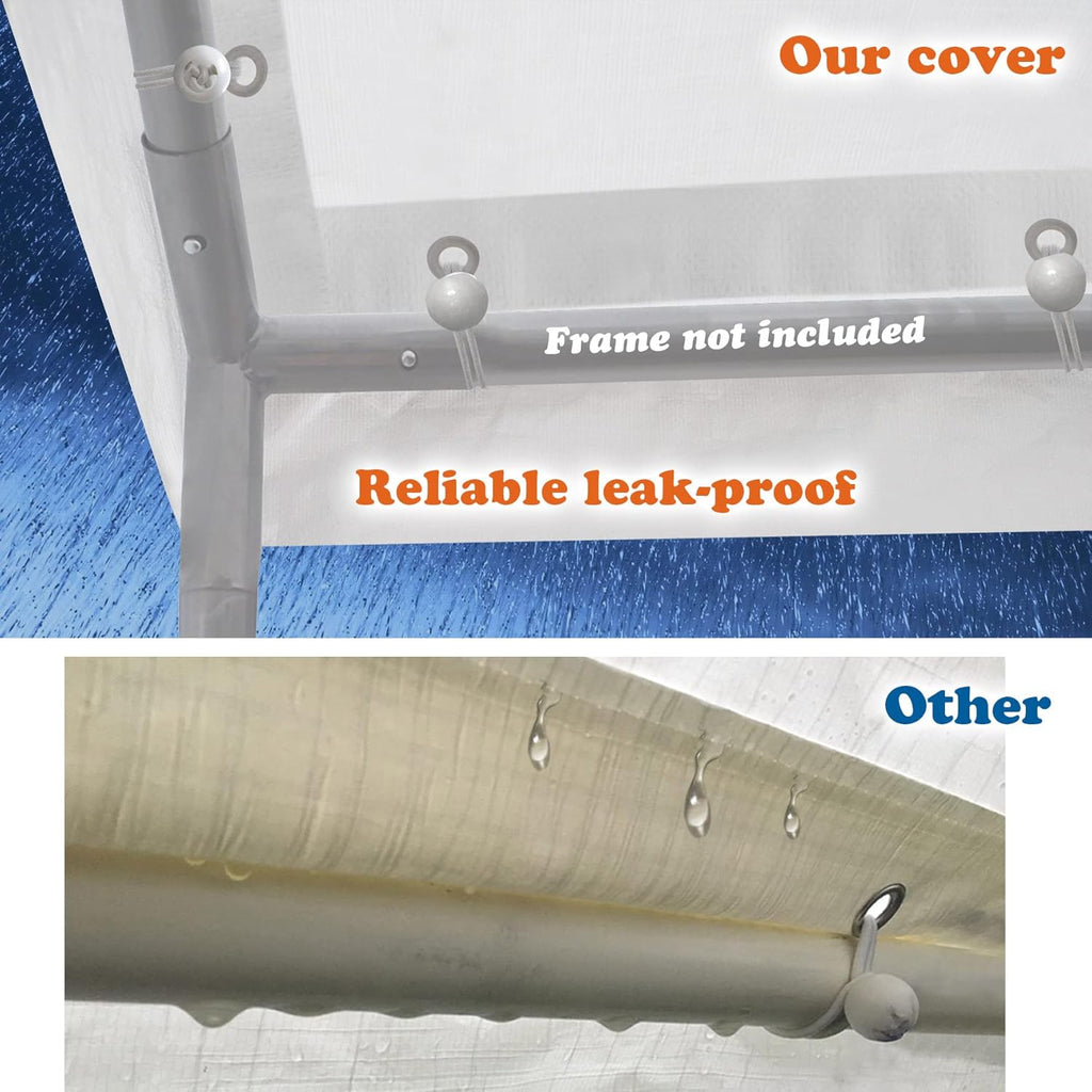Carport Canopy Cover 12 x 20 Feet Replacement Tent Top Tarp with Ball Bungees C309479