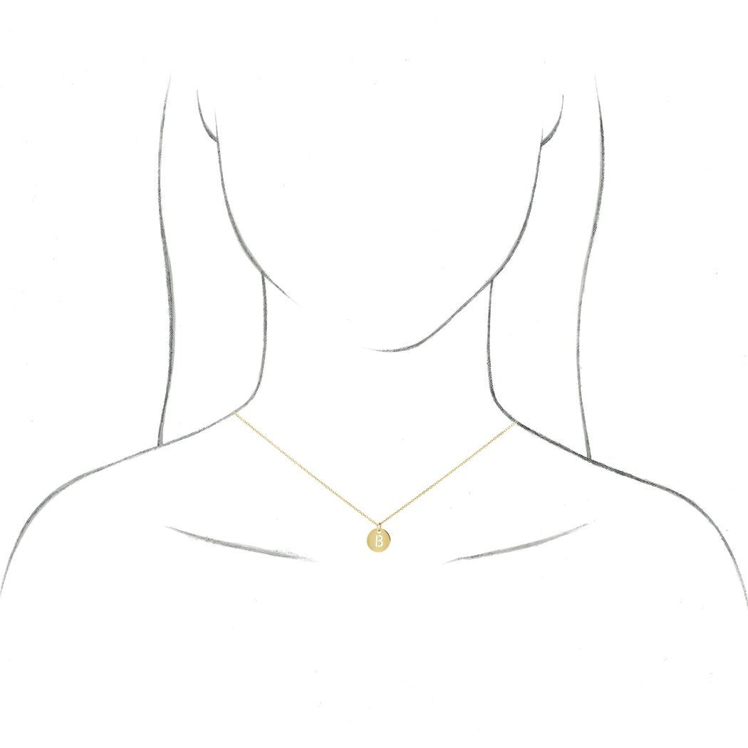 14k Yellow Gold Initial Disc Pendant Necklace Q66143