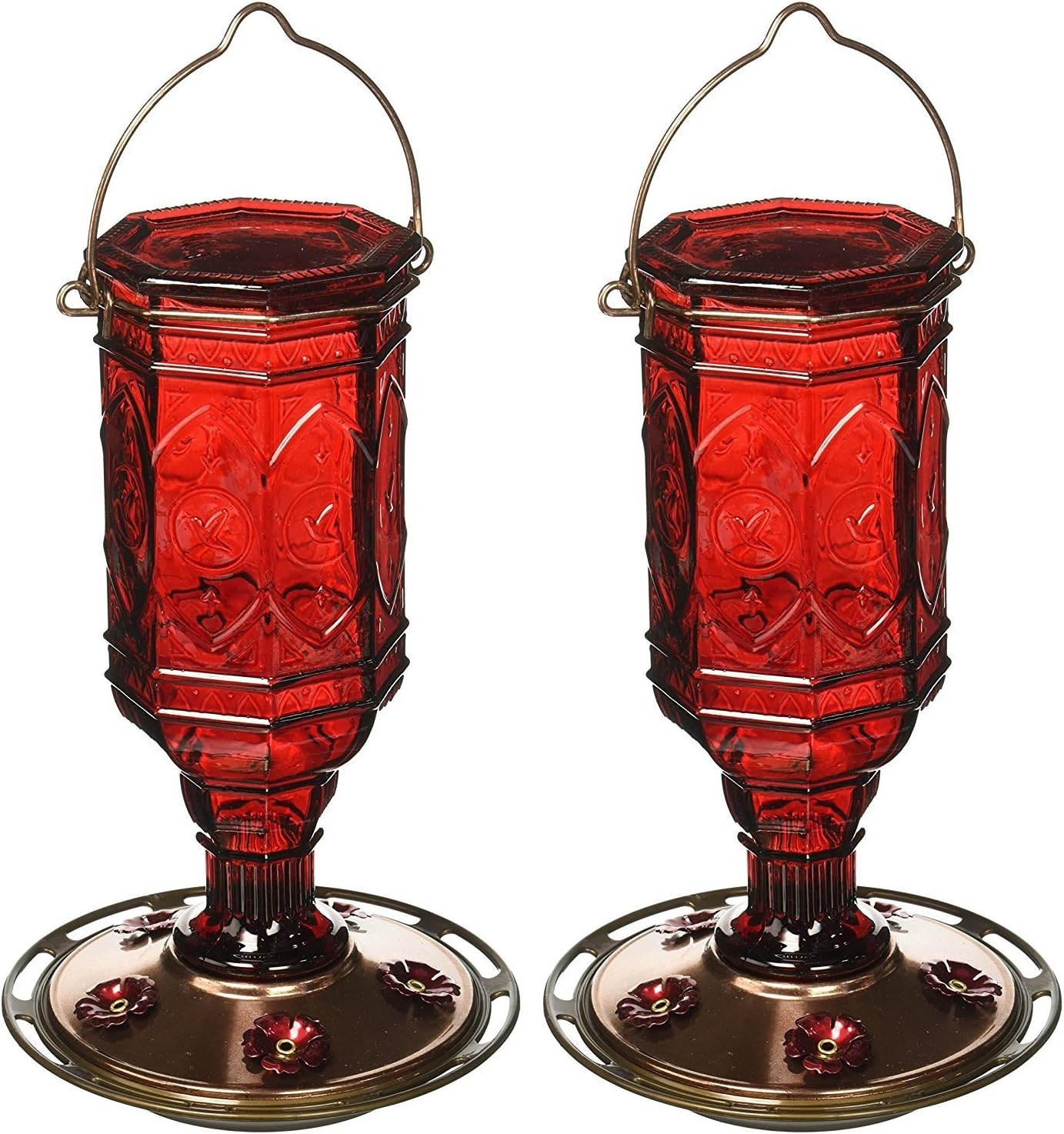 Vintage Red Glass Hummingbird Feeder, 20-Ounce, Pack of 2 D8399