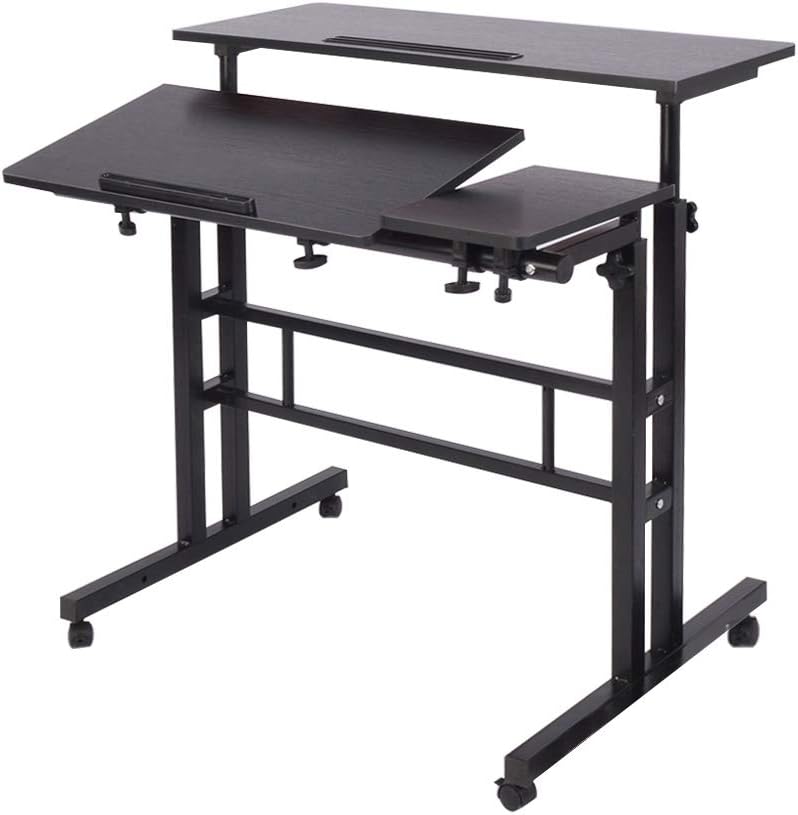 Mobile Height-Adjustable Sit-Stand Desk Riser with Maple N208