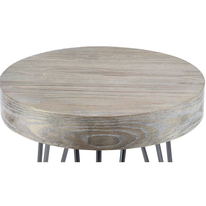 Brown Wood and Metal Accent Table V8323