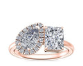 18K Rose Gold Two Stone Diamond Ring T4655