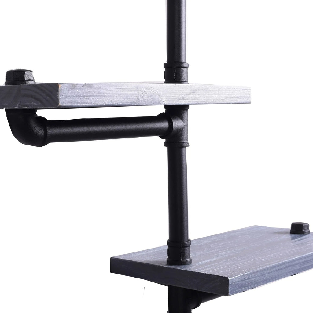 Weathered Gray and Black Wood Wall Shelves T9502