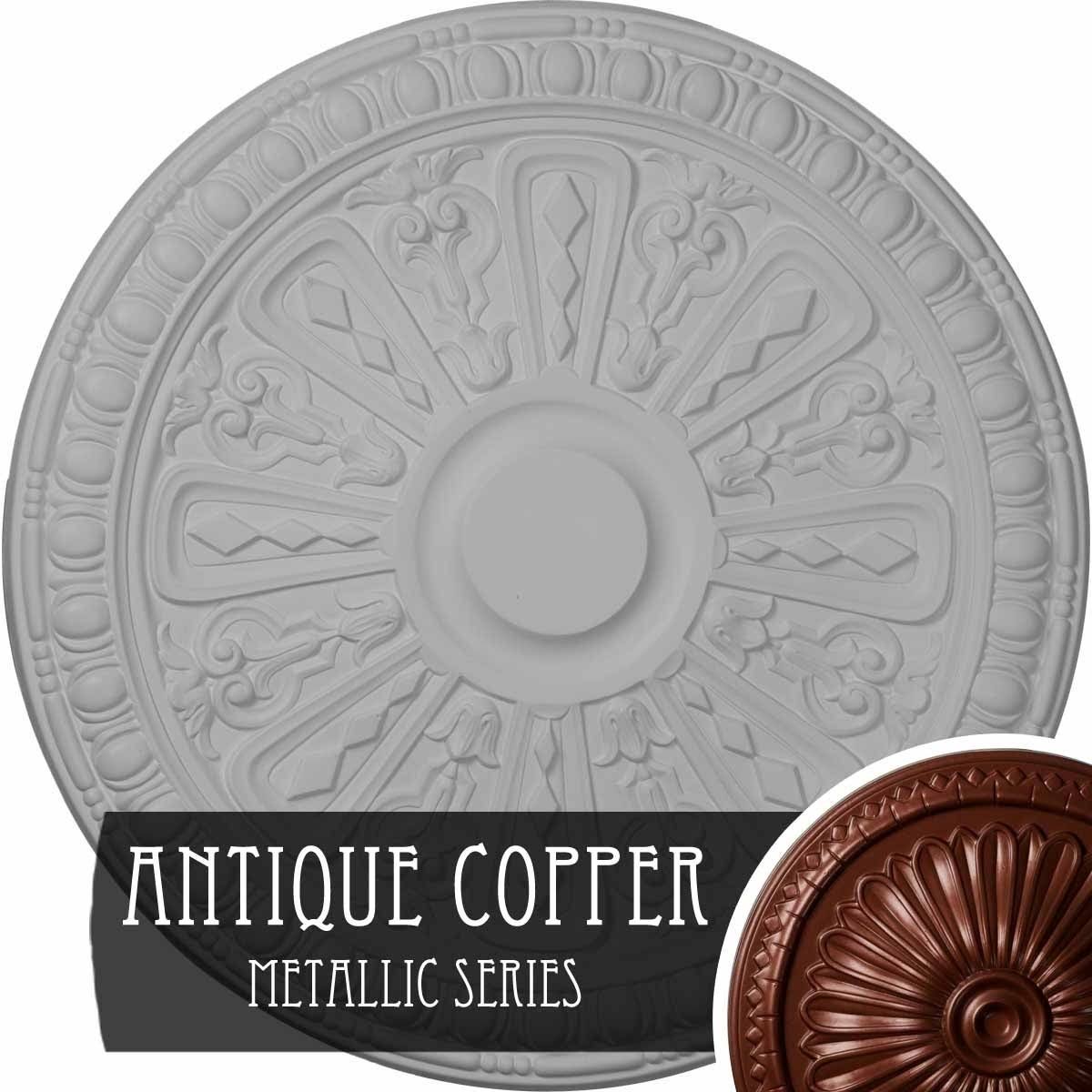 18x22OD x 1 1/4x22P Hand-Painted Antique Copper Ceiling Medallion S29258