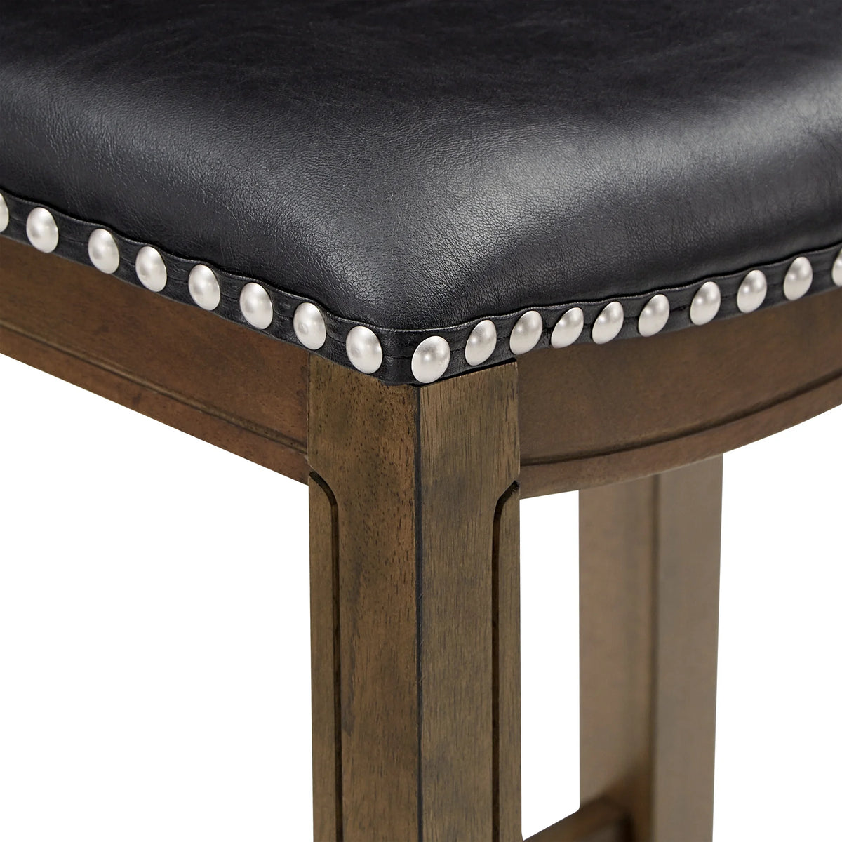Black Faux Leather Backless Counter Height Stool N837167
