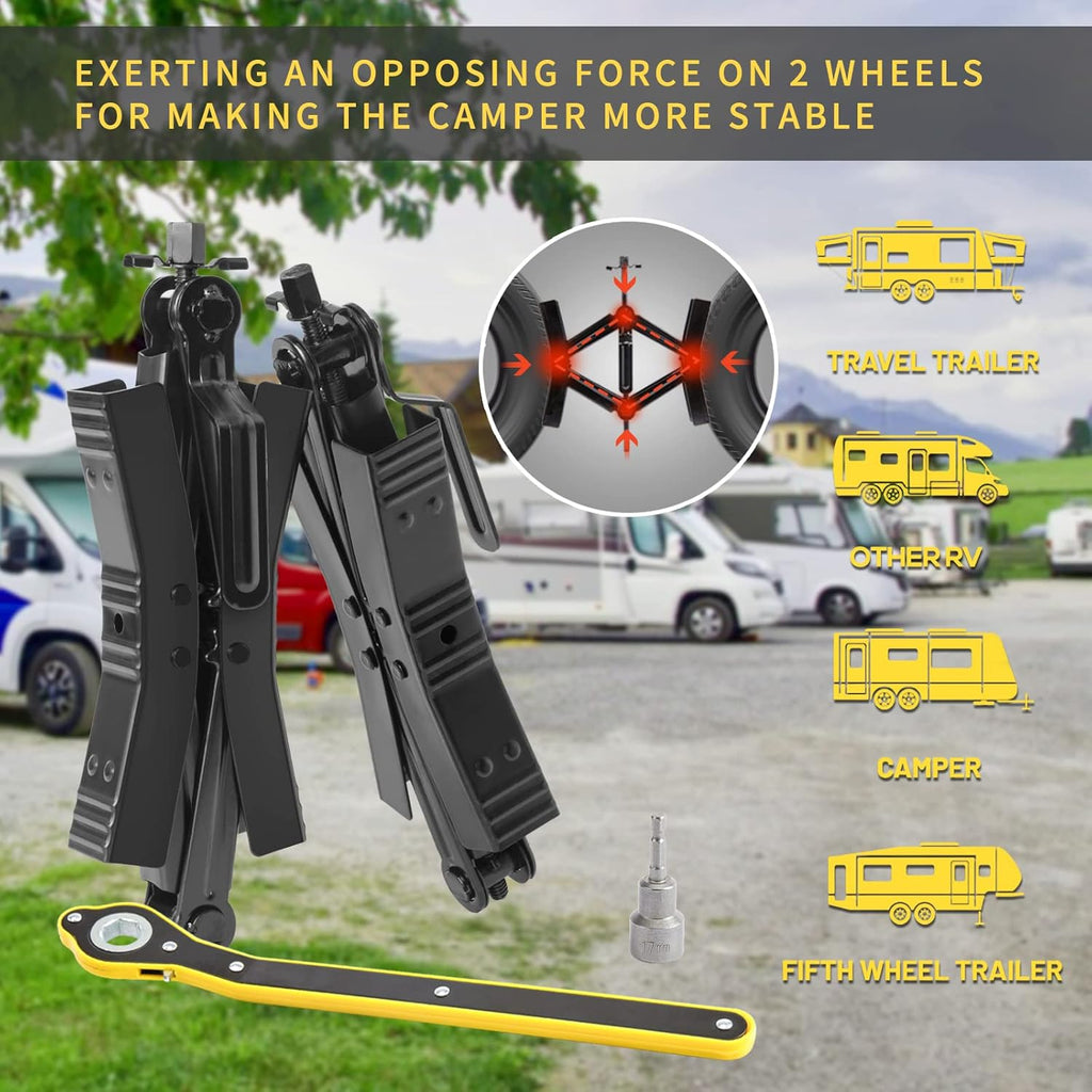 Double Speed Heavy Duty Truck RV Tire Scissor Locking X Chock H748257