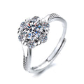 1 Carat Moissanite Adjustable Engagement Ring 925 Sterling Silver Solitaire Rings D454645