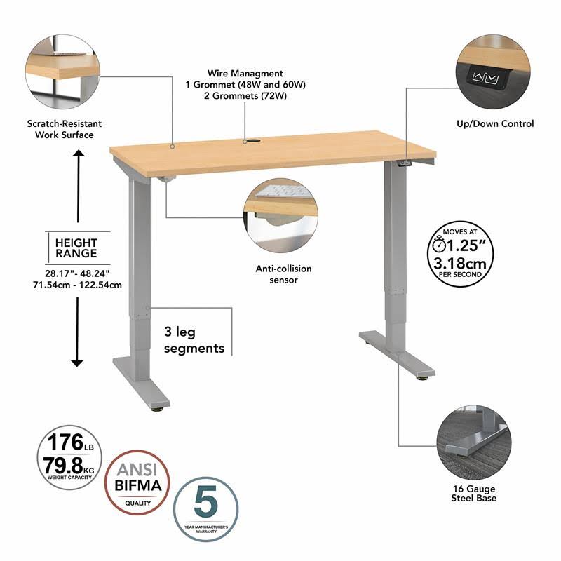 Electric Height Adjustable Standing Desk in Natural Maple N6054