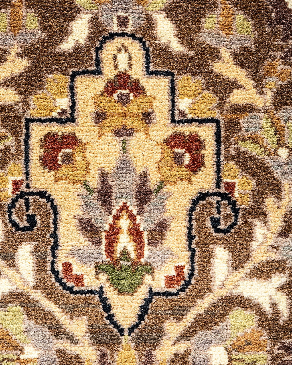 Hand-Knotted Wool Yellow Octagon Area Rug 8' 1" x 8' 1" J278
