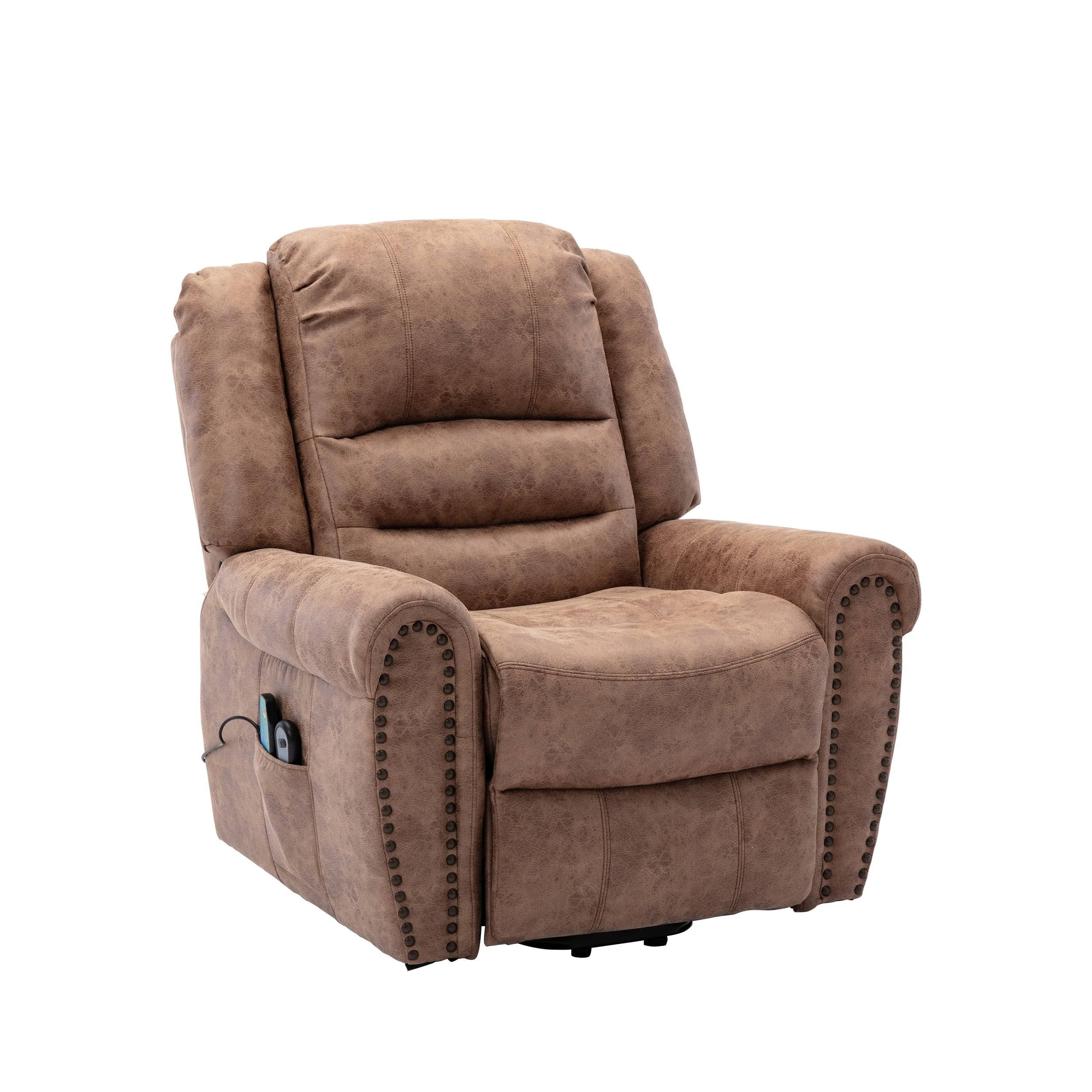 Dark Brown Power Lift Recliner with Massage O307