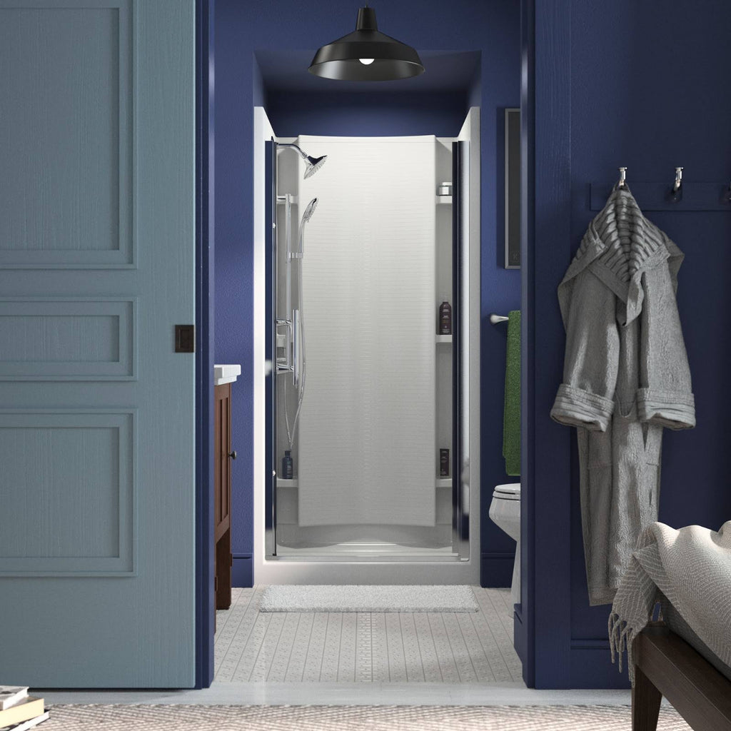 Frameless Pivot Shower Door with Clear Glass, 33-in W x 67-in H, Silver M1081