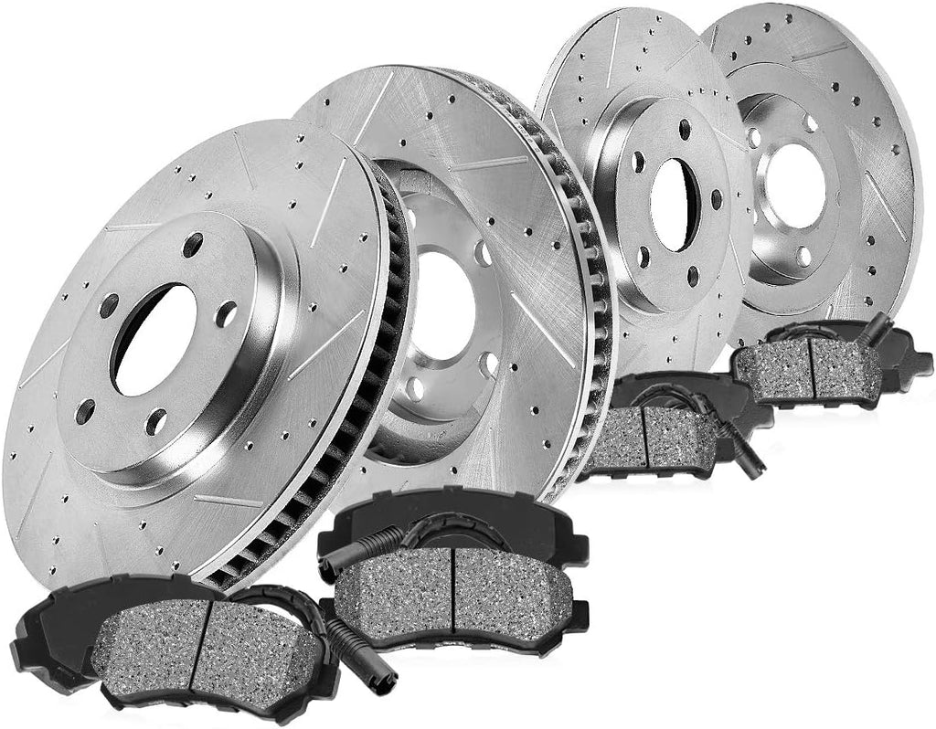 FRONT 281mm + REAR 267mm D/S 5 Lug Rotors + Brake Pads + Clips L4804