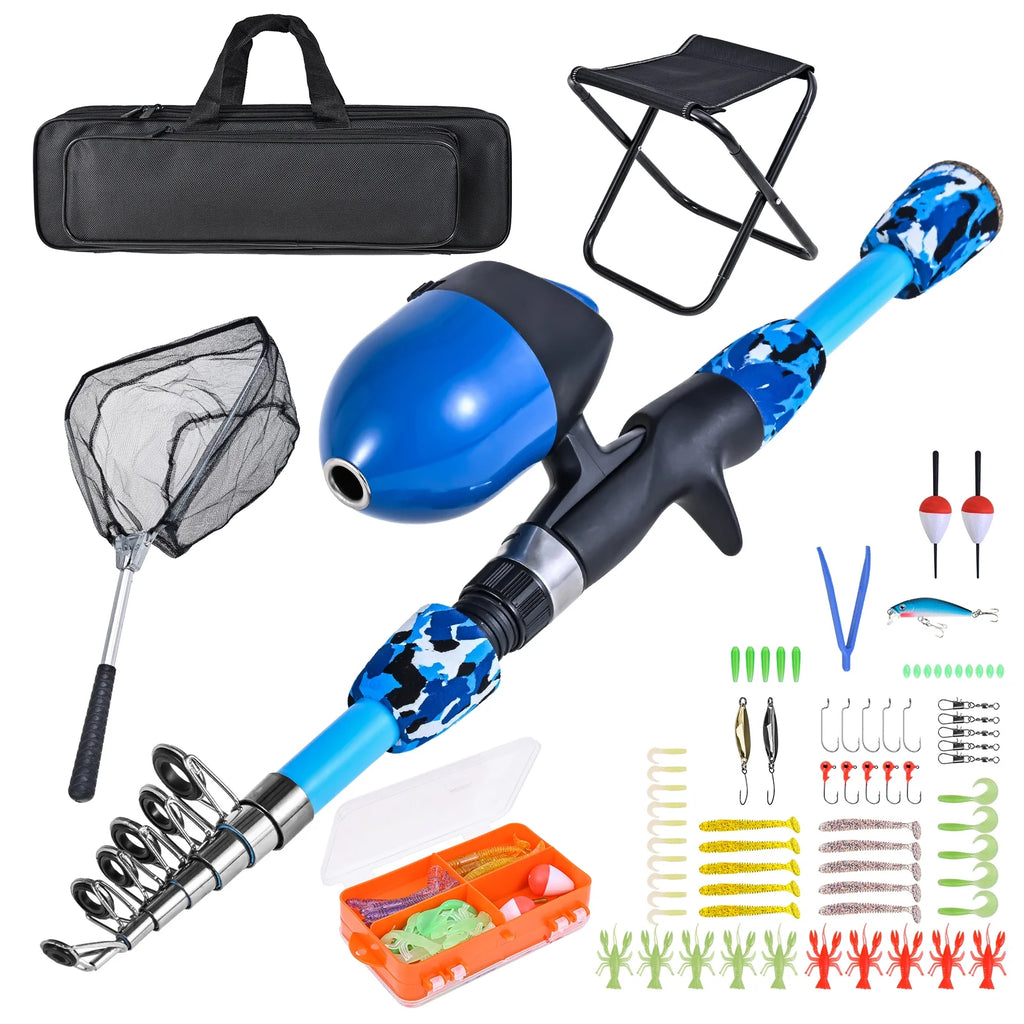 Fishing Kit with Rod, Reel, Stool, Landing Net, and Tackle Box G7164