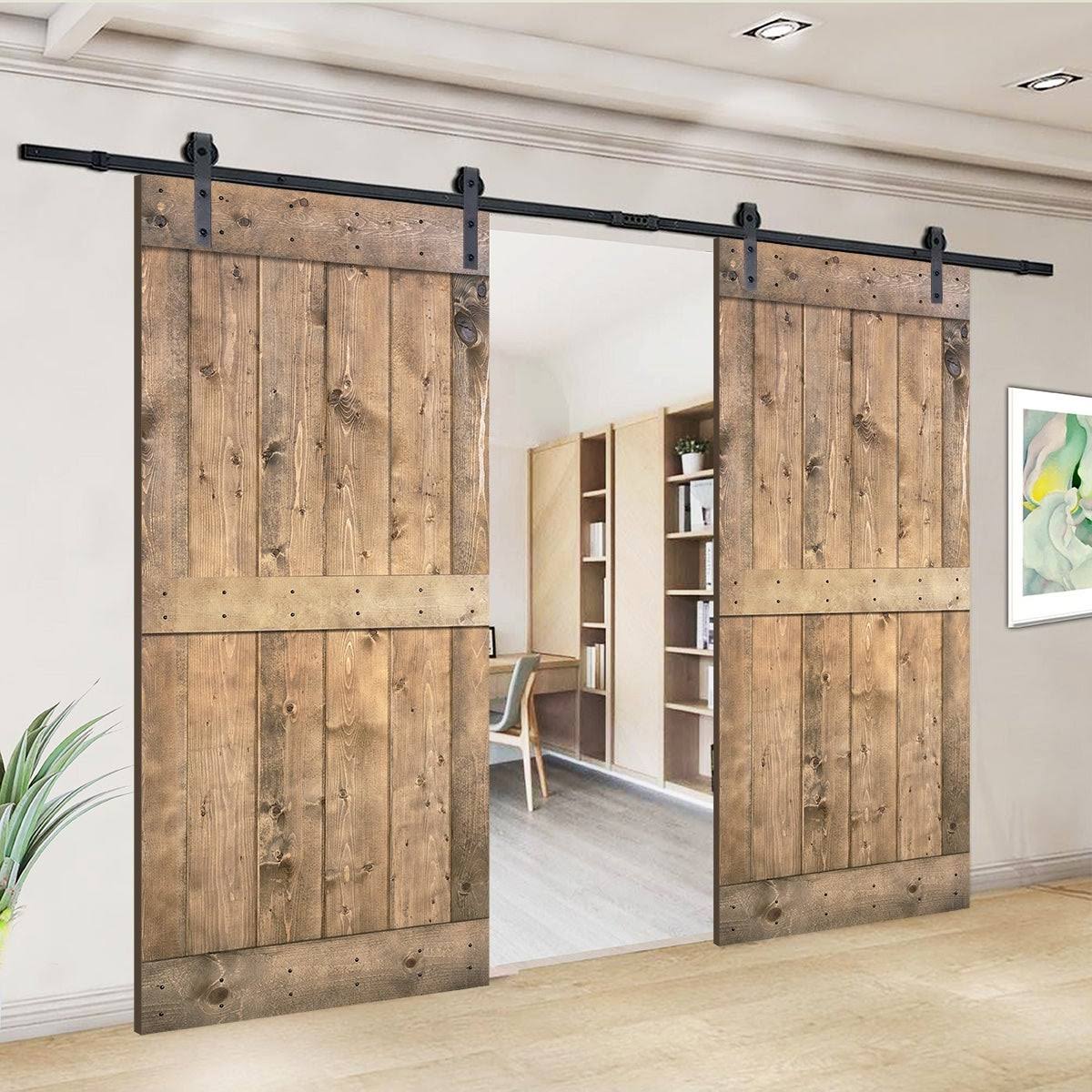 Paneled Wood Double Barn Door Set of 2 R516229